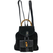 Gucci Black Suede Bamboo Backpack 003.2852.0030.0 125294