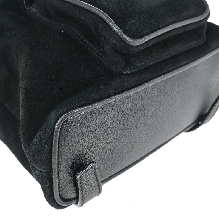 Gucci Black Suede Bamboo Backpack 003.2852.0030.0 125294