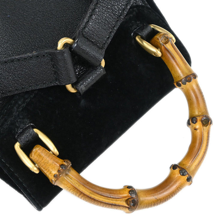 Gucci Black Suede Bamboo Backpack 003.2852.0030.0 125294