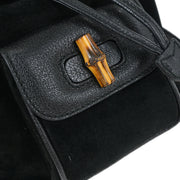 Gucci Black Suede Bamboo Backpack 003.2852.0030.0 125294