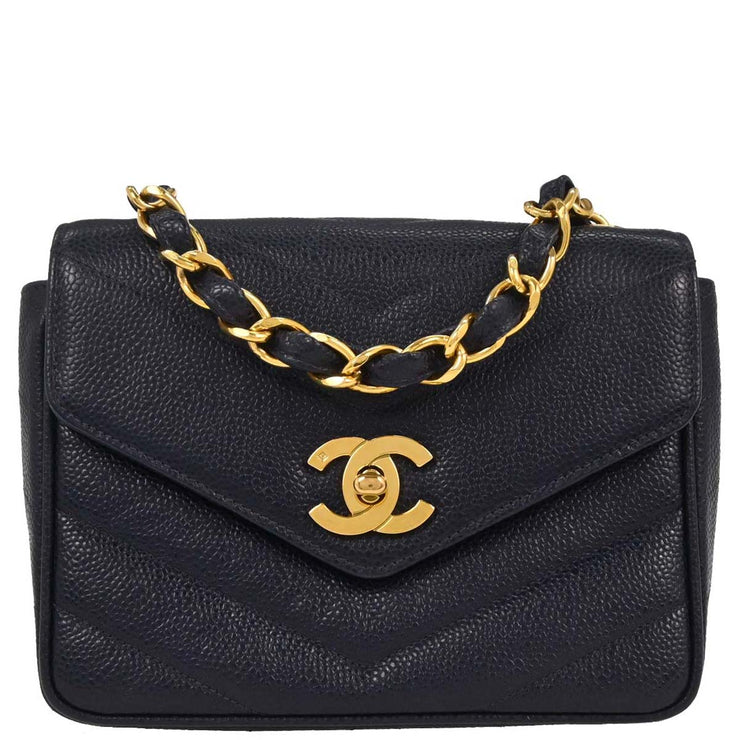 Chanel Navy Calfskin Single Flap Shoulder Bag 125312