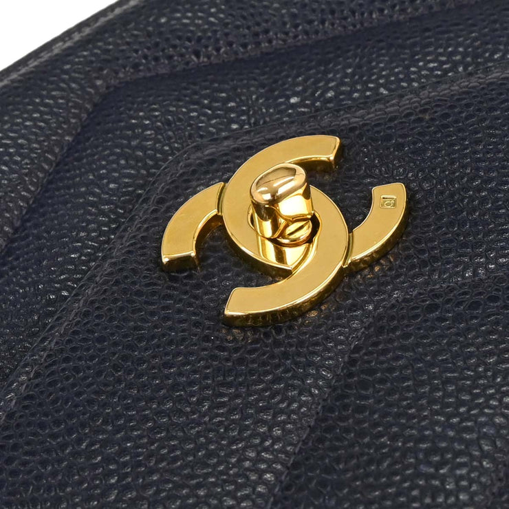 Chanel Navy Calfskin Single Flap Shoulder Bag 125312
