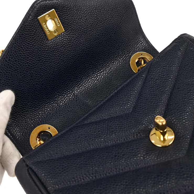 Chanel Navy Calfskin Single Flap Shoulder Bag 125312