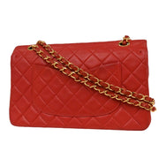 Chanel Red Lambskin Medium Classic Double Flap Shoulder Bag 125663