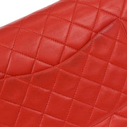 Chanel Red Lambskin Medium Classic Double Flap Shoulder Bag 125663