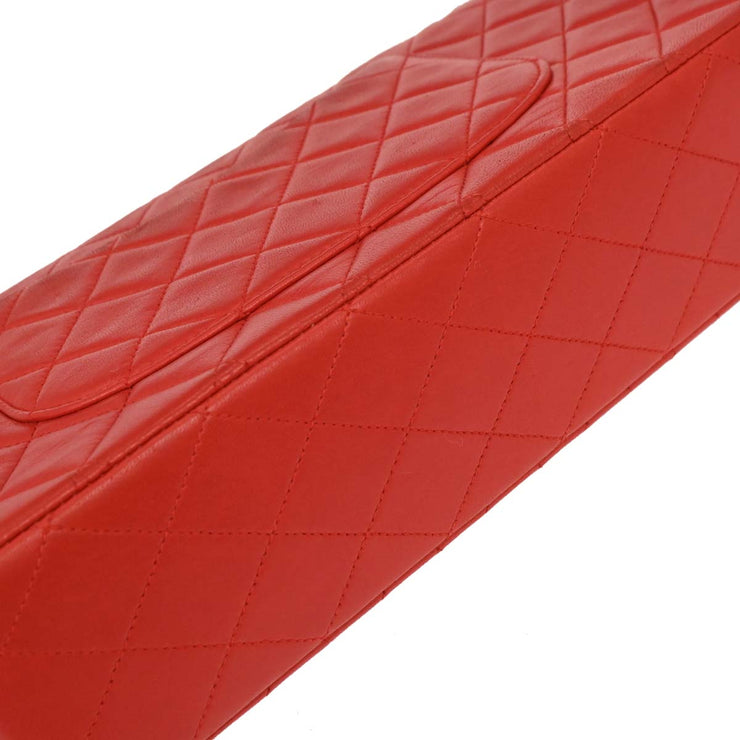 Chanel Red Lambskin Medium Classic Double Flap Shoulder Bag 125663