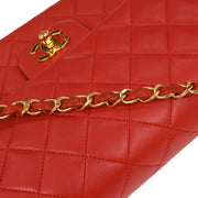 Chanel Red Lambskin Medium Classic Double Flap Shoulder Bag 125663