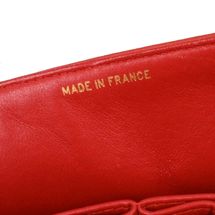 Chanel Red Lambskin Medium Classic Double Flap Shoulder Bag 125663