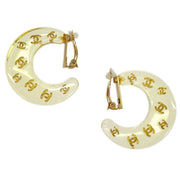 Chanel Hoop Crescent Moon Earrings Clip-On Gold 01P 125696