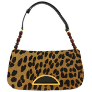 Christian Dior * Brown Pony Hair Maris Pearl Leopard Handbag MA-1919 125707