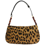 Christian Dior * Brown Pony Hair Maris Pearl Leopard Handbag MA-1919 125707
