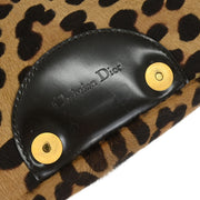 Christian Dior * Brown Pony Hair Maris Pearl Leopard Handbag MA-1919 125707