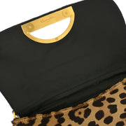 Christian Dior * Brown Pony Hair Maris Pearl Leopard Handbag MA-1919 125707