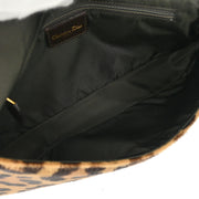 Christian Dior * Brown Pony Hair Maris Pearl Leopard Handbag MA-1919 125707
