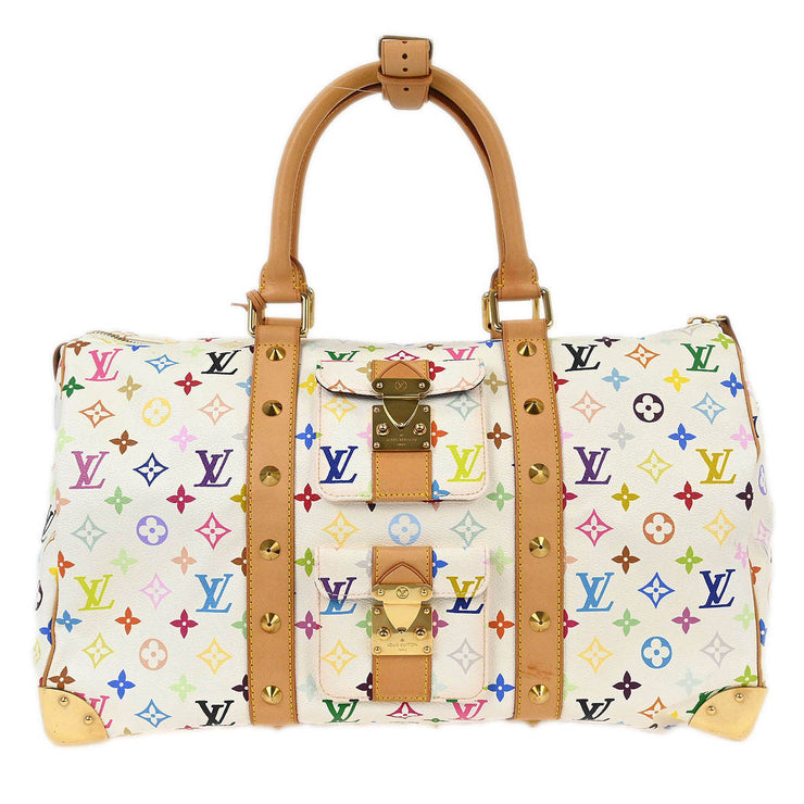Louis Vuitton White Monogram Multicolor Keepall 45 Handbag M92641 FL0064 125721