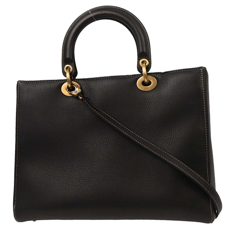 Christian Dior Black Calfskin Lady Dior 2way Handbag 05-MA-0092 125729