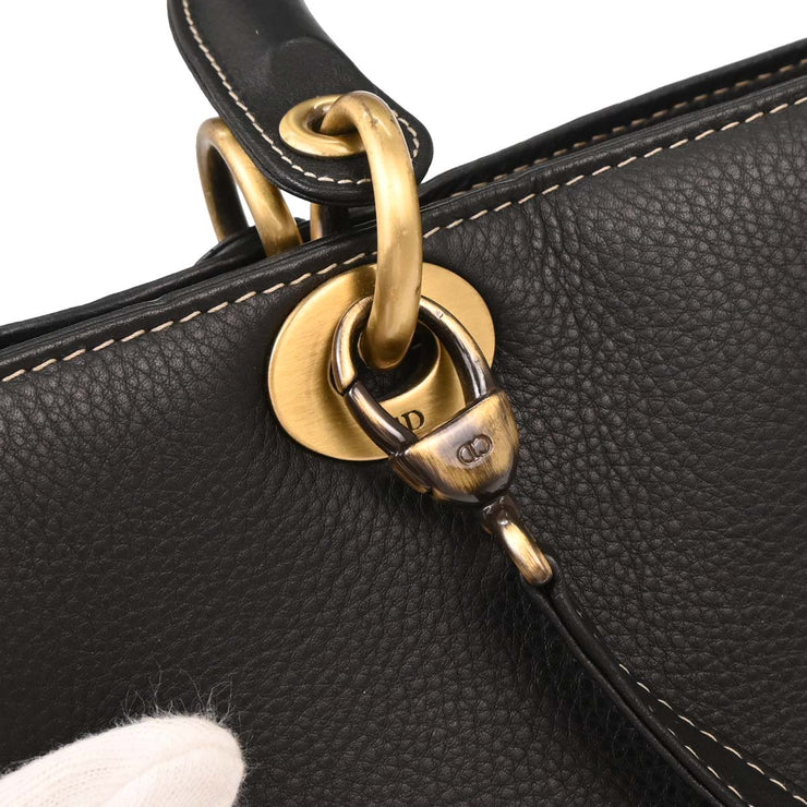 Christian Dior Black Calfskin Lady Dior 2way Handbag 05-MA-0092 125729