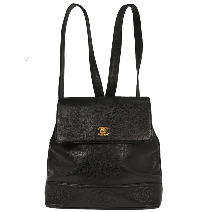 Chanel Black Calfskin Triple CC Backpack 125730
