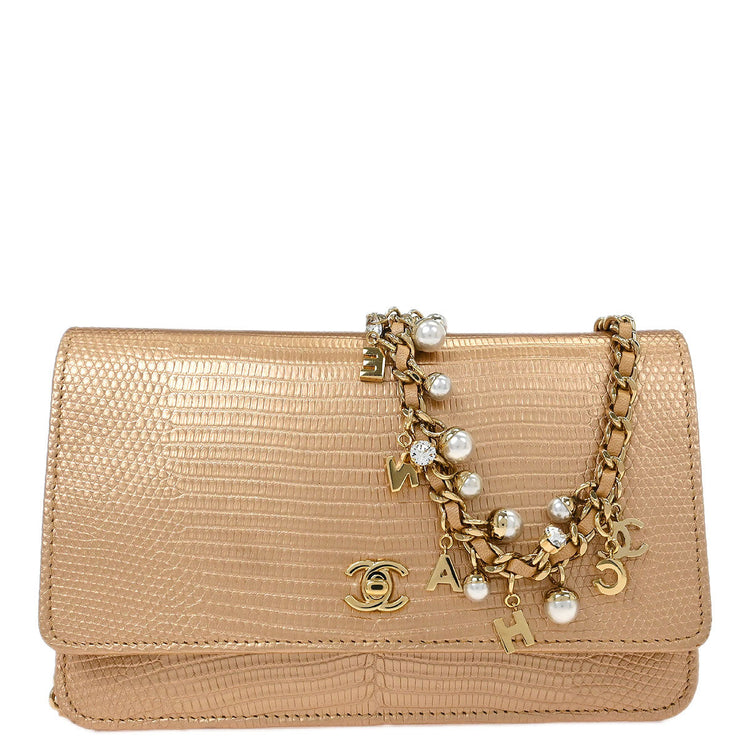 Chanel * Beige Lizard Classic WOC Wallet On Chain 125731