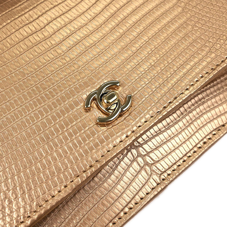 Chanel * Beige Lizard Classic WOC Wallet On Chain 125731