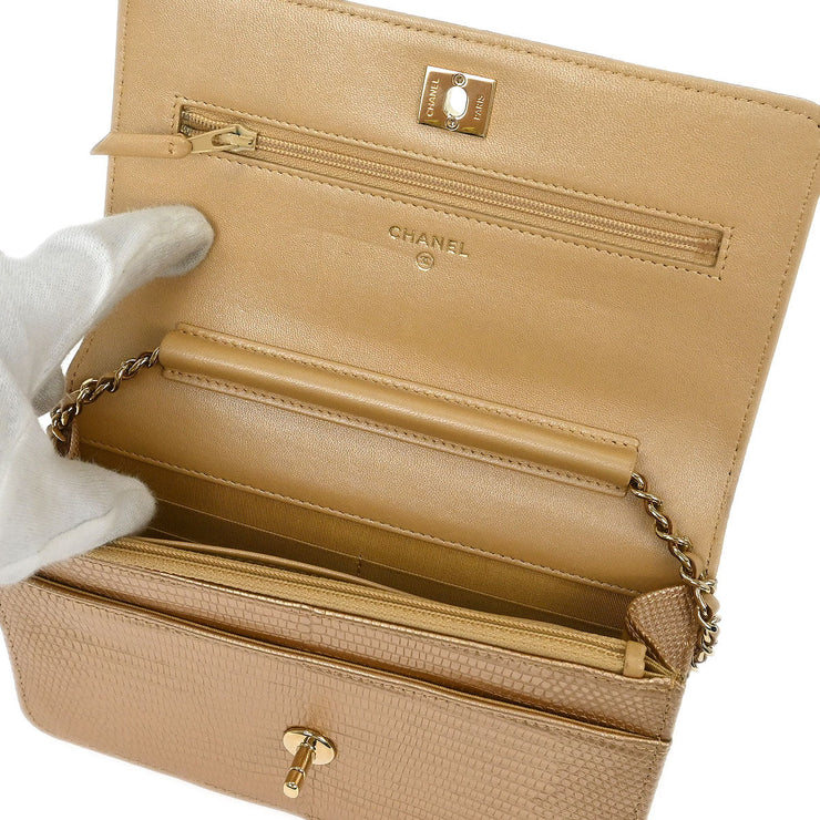 Chanel * Beige Lizard Classic WOC Wallet On Chain 125731