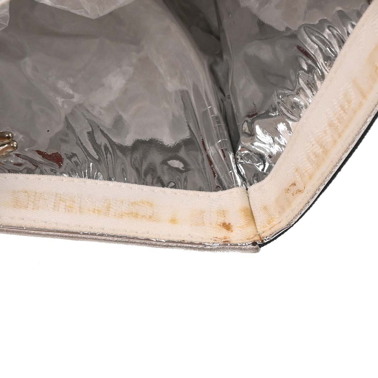 Chanel Navy Silver Canvas No.5 Choco Bar Tote Handbag 125735