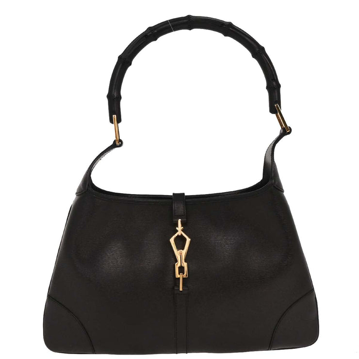 Gucci Black Leather Bamboo Handbag 0014060 002058 126223