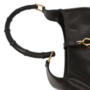 Gucci Black Leather Bamboo Handbag 0014060 002058 126223