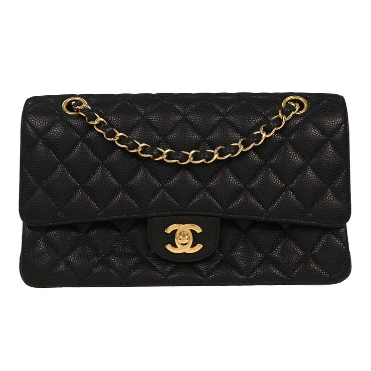 Chanel Black Calfskin Medium Classic Double Flap Shoulder Bag 126227