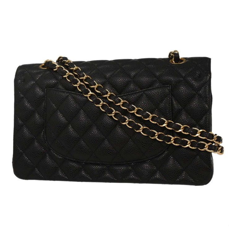 Chanel Black Calfskin Medium Classic Double Flap Shoulder Bag 126227
