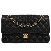 Chanel Black Calfskin Medium Classic Double Flap Shoulder Bag 126228