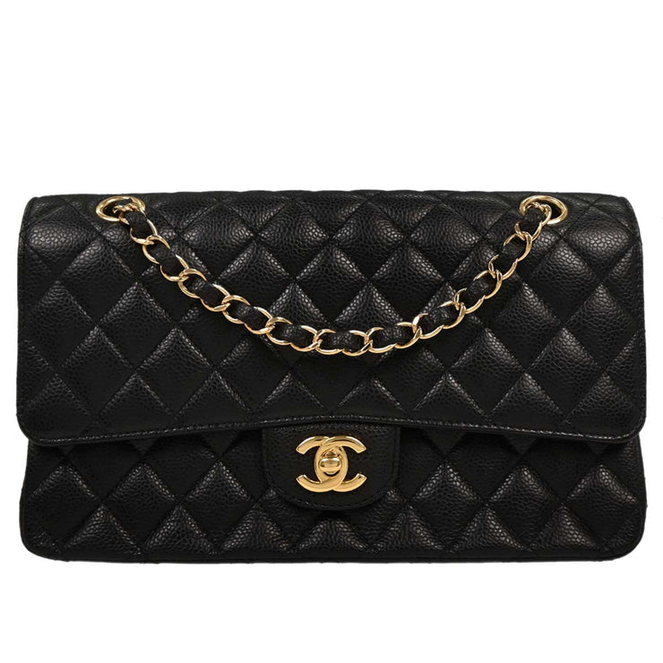 Chanel Black Calfskin Medium Classic Double Flap Shoulder Bag 126228