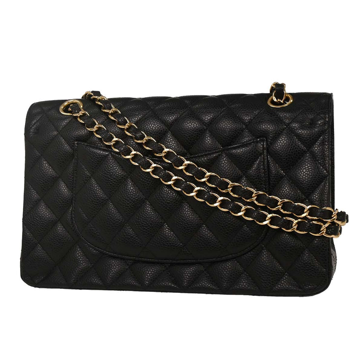 Chanel Black Calfskin Medium Classic Double Flap Shoulder Bag 126228