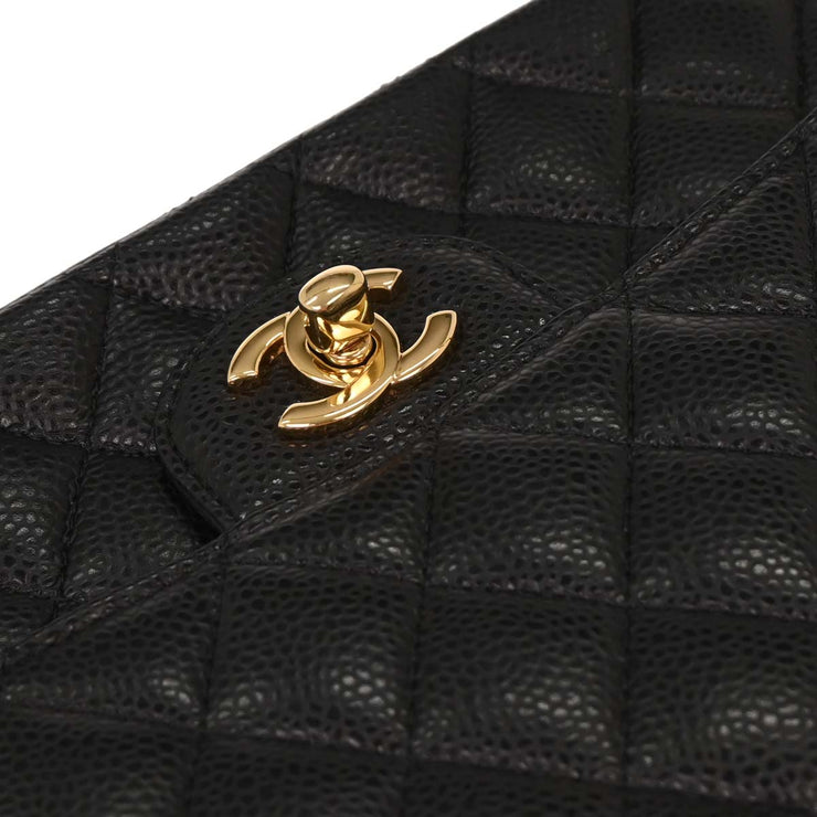 Chanel Black Calfskin Medium Classic Double Flap Shoulder Bag 126228