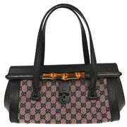Gucci Pink Black Bamboo GG Handbag 111713 3444 126231
