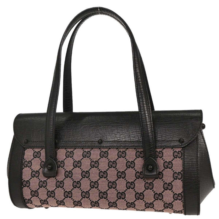 Gucci Pink Black Bamboo GG Handbag 111713 3444 126231