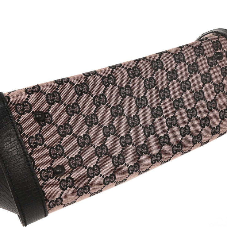 Gucci Pink Black Bamboo GG Handbag 111713 3444 126231