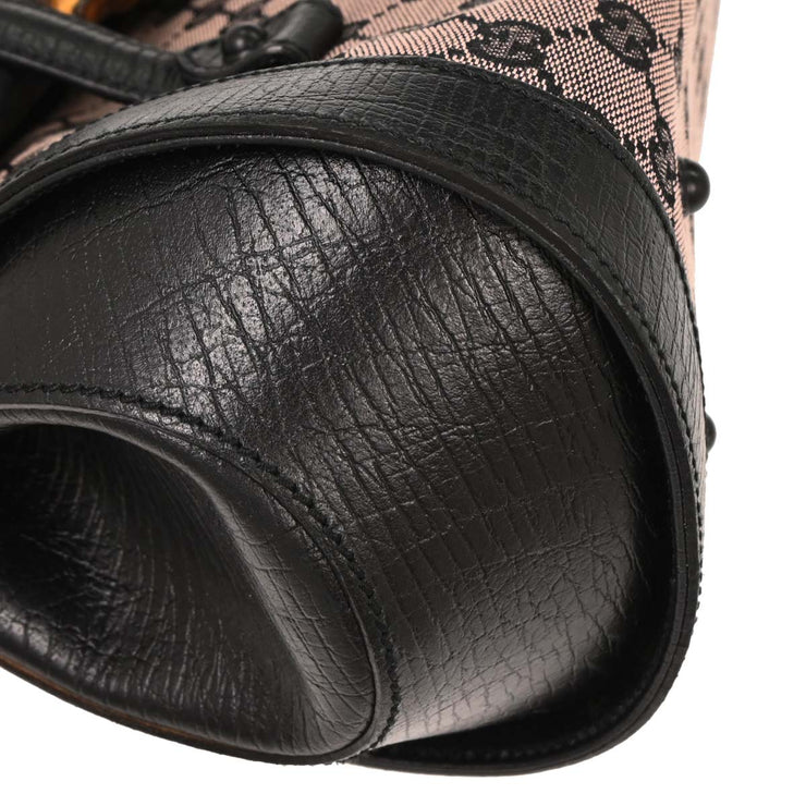 Gucci Pink Black Bamboo GG Handbag 111713 3444 126231