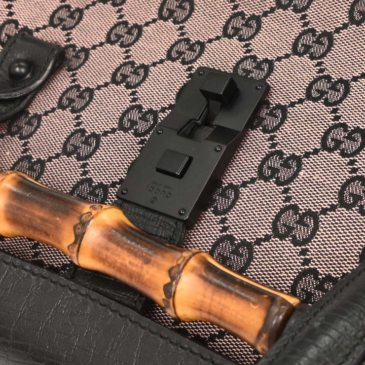 Gucci Pink Black Bamboo GG Handbag 111713 3444 126231