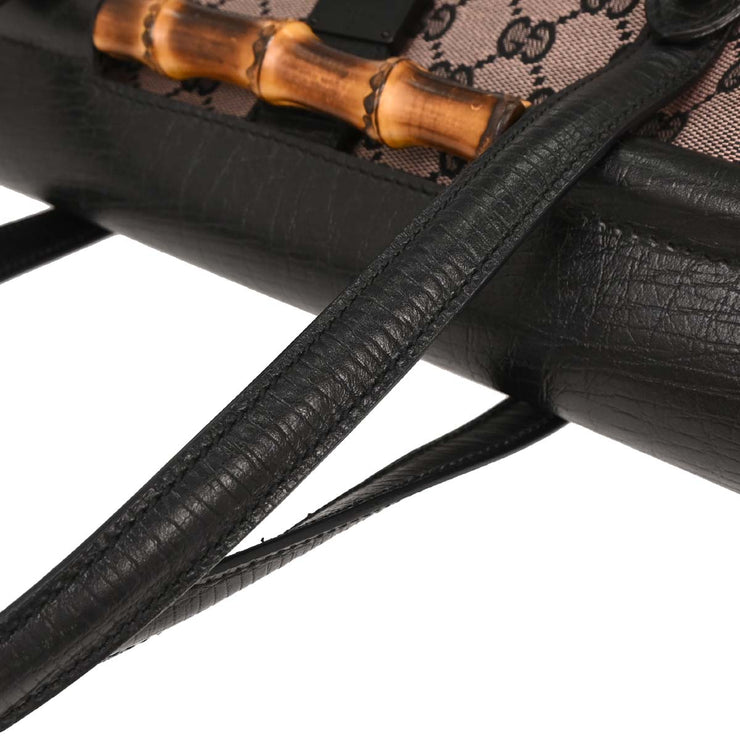 Gucci Pink Black Bamboo GG Handbag 111713 3444 126231