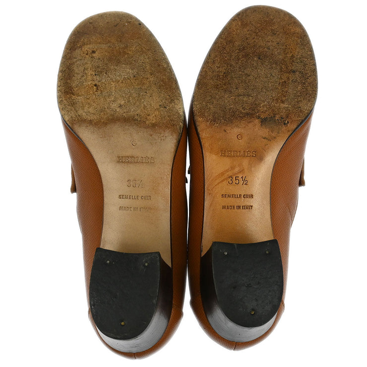 Hermes * Loafers Shoes Brown Courchevel #35 1/2 132252