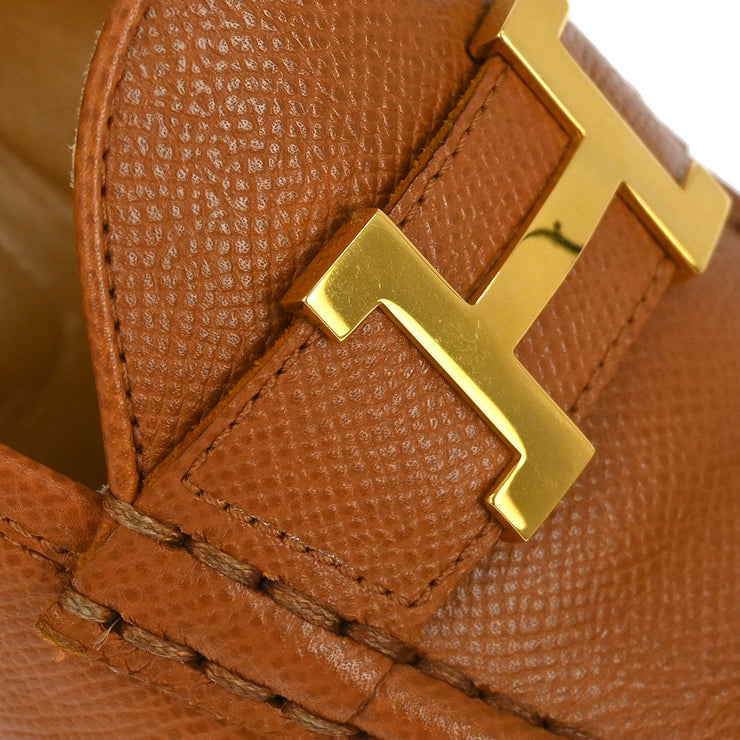 Hermes * Loafers Shoes Brown Courchevel #35 1/2 132252