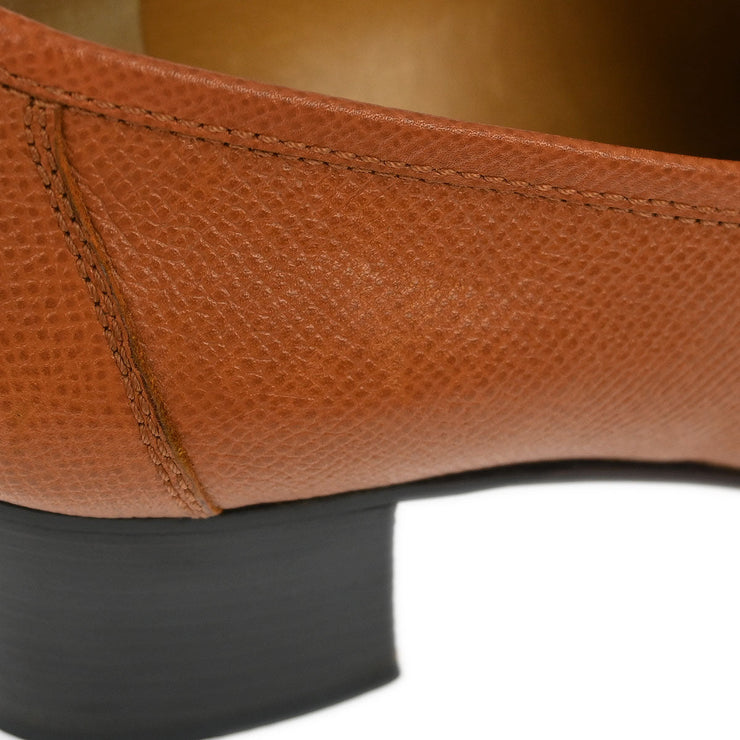 Hermes * Loafers Shoes Brown Courchevel #35 1/2 132252