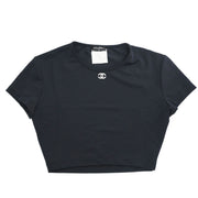 Chanel Cropped T-shirt Top Black 95P #38 132913