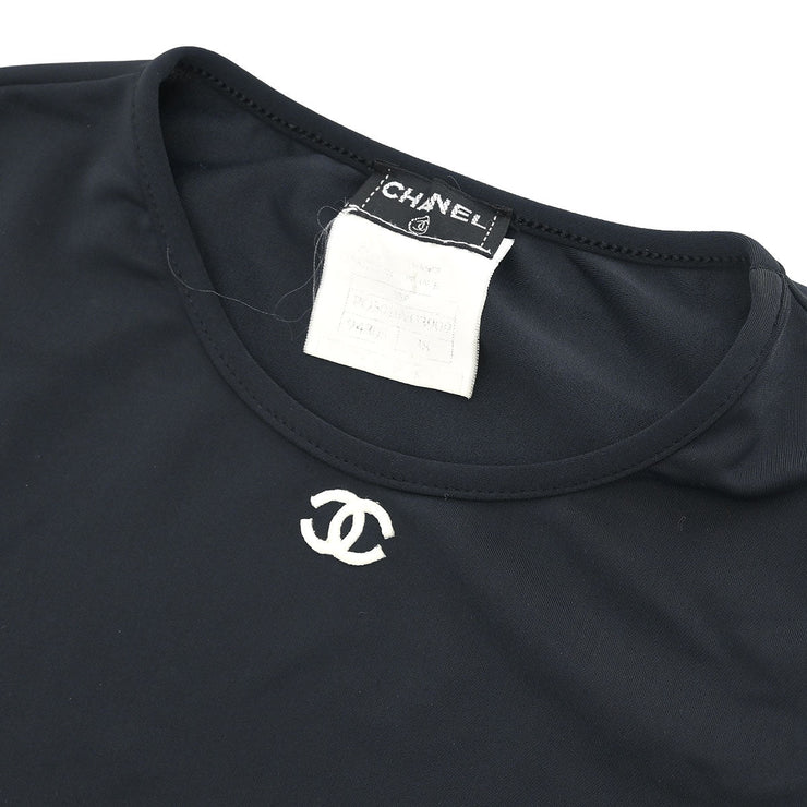 Chanel Cropped T-shirt Top Black 95P #38 132913