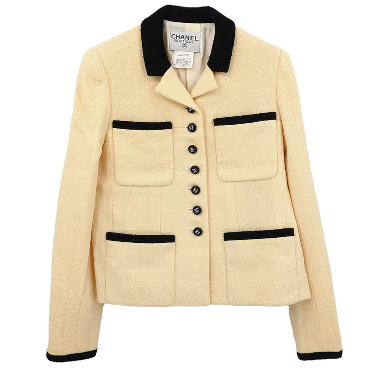 Chanel Single Breasted Jacket Off-white 96P #38 133513