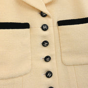 Chanel Single Breasted Jacket Off-white 96P #38 133513