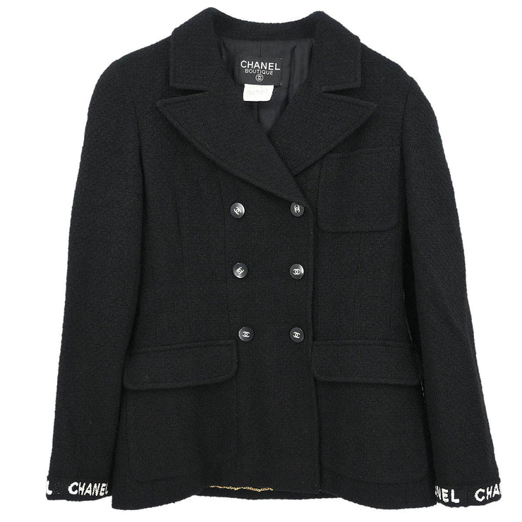 Chanel Double Breasted Jacket Black 95A #40 133519