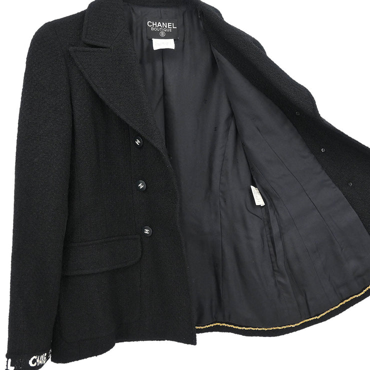 Chanel Double Breasted Jacket Black 95A #40 133519