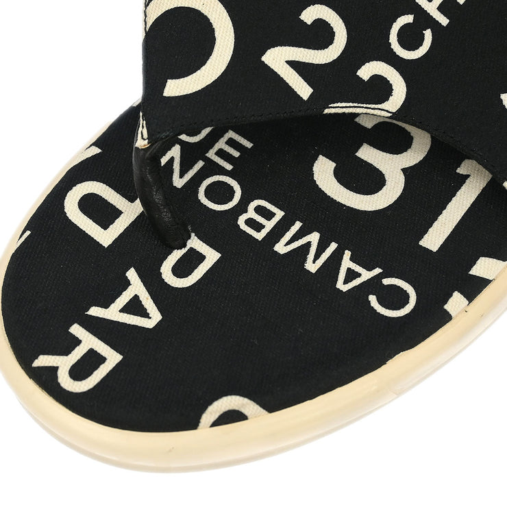 Chanel * Black Canvas By Sea Shoes Sandals #37